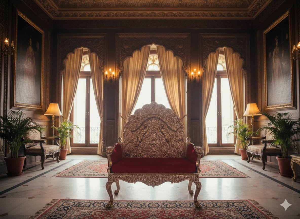 Maroon Velvet Royal Wedding Sofa