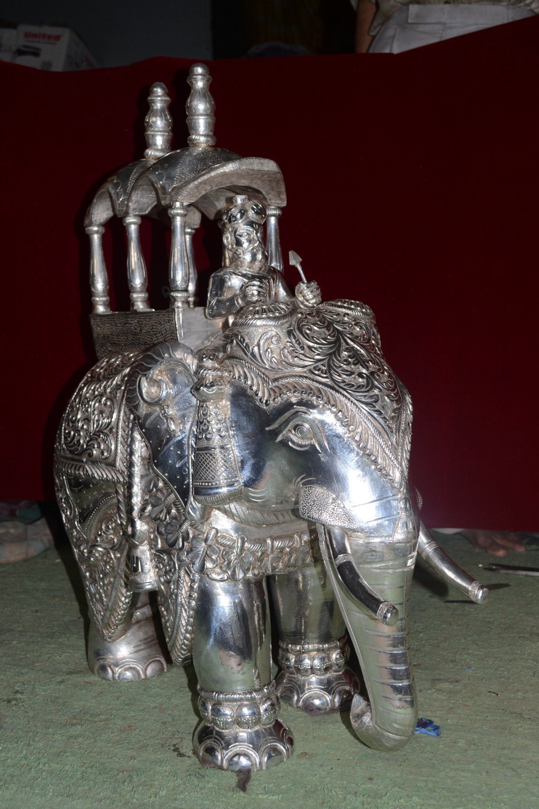 Royal Silver Plated Elephant with Ambari & Rider