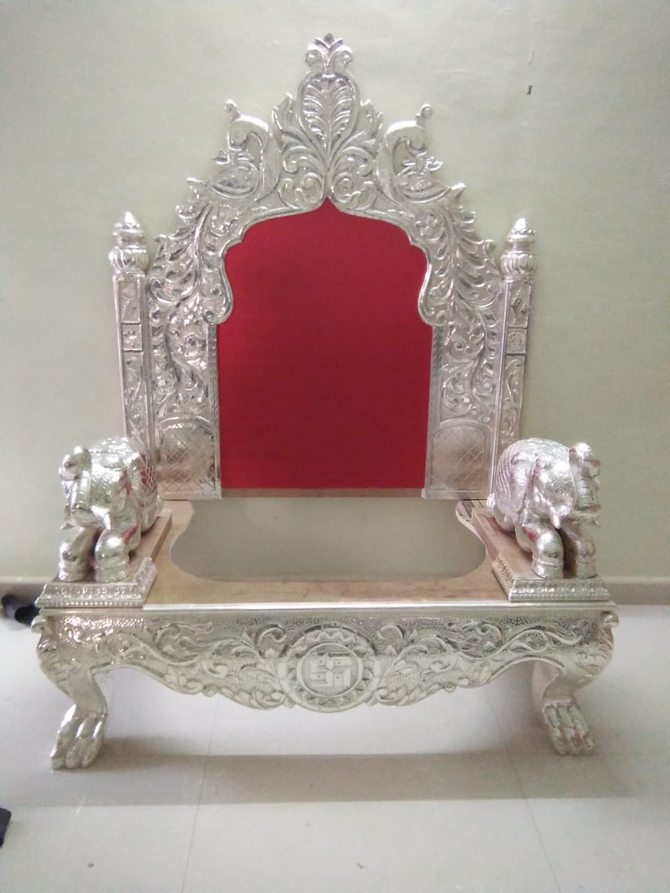 Silver Wedding Throne with Elephant Motifs
