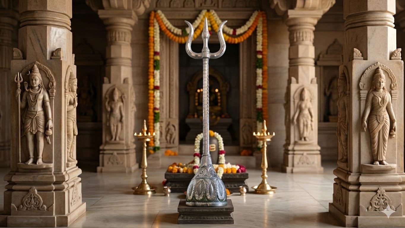 Silver Plated Trishul with Stand
