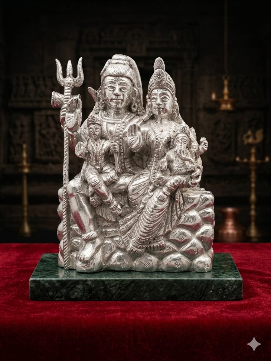 Silver Plated Shiv Parivar Idol