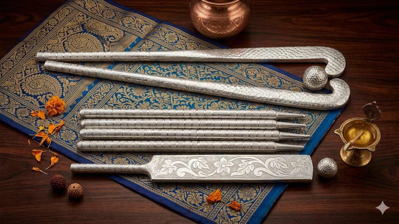 Silver Plated Ceremonial Danda & Puja Set