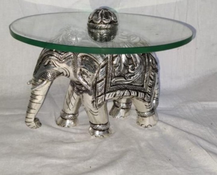 Silver Elephant Glass Top Table