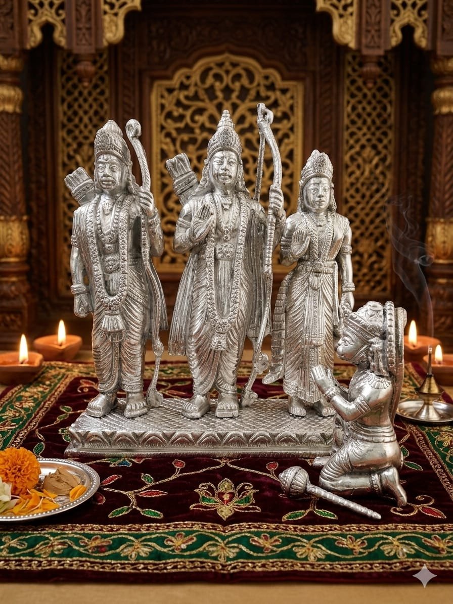Silver Plated Ram Darbar Idol Set