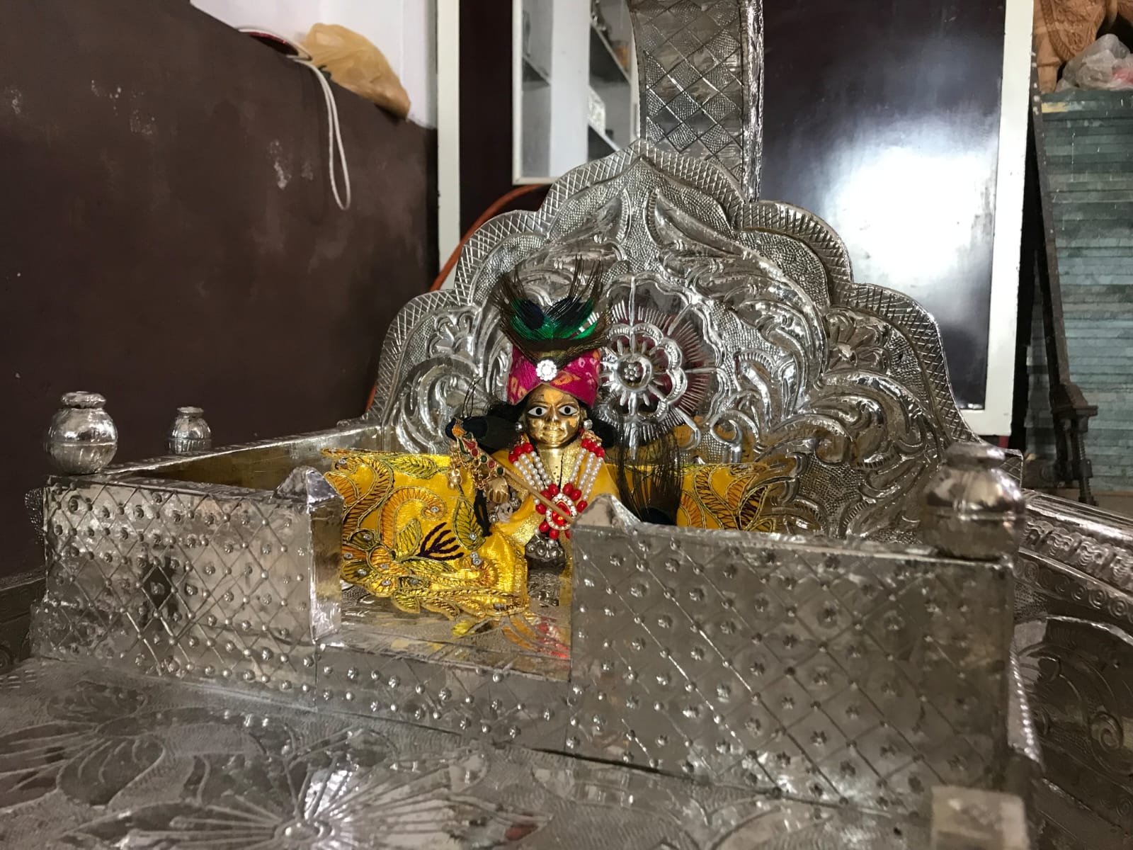 Silver Plated Singhasan Bed for Laddu Gopal