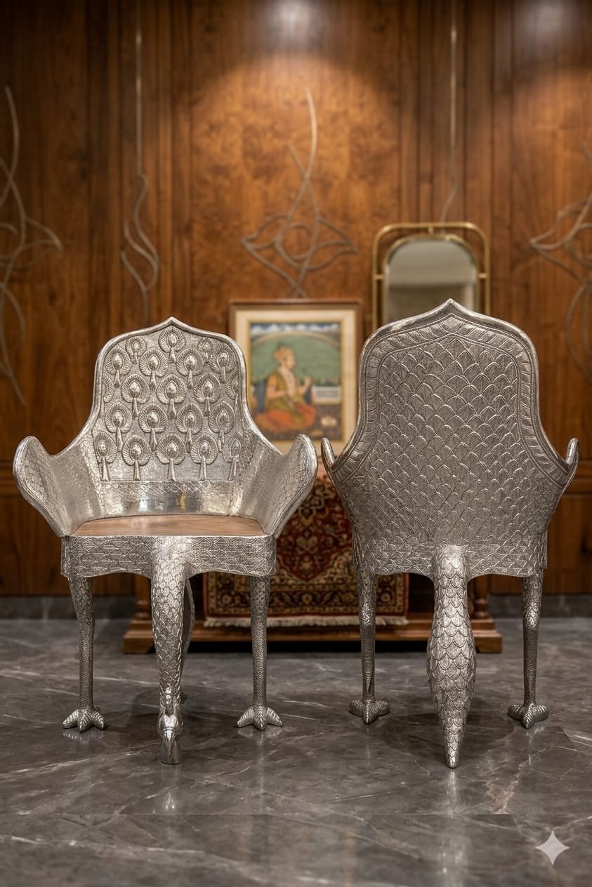 German Silver Carved Accent Chair