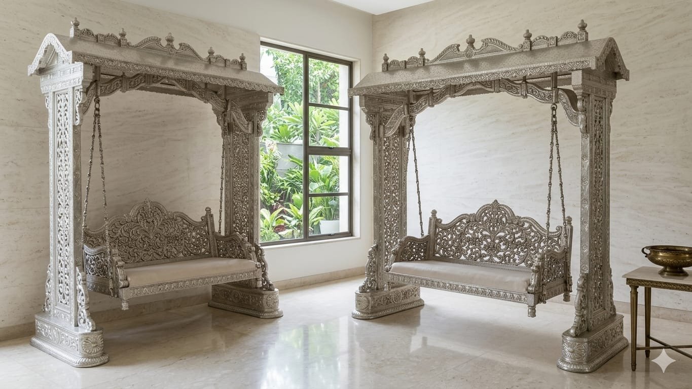 German Silver Carved Canopy Beds