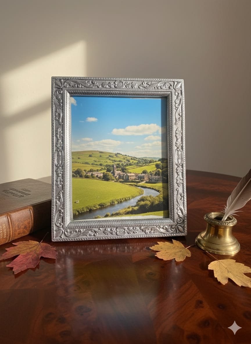 Silver-Plated Embossed Tabletop Photo Frame